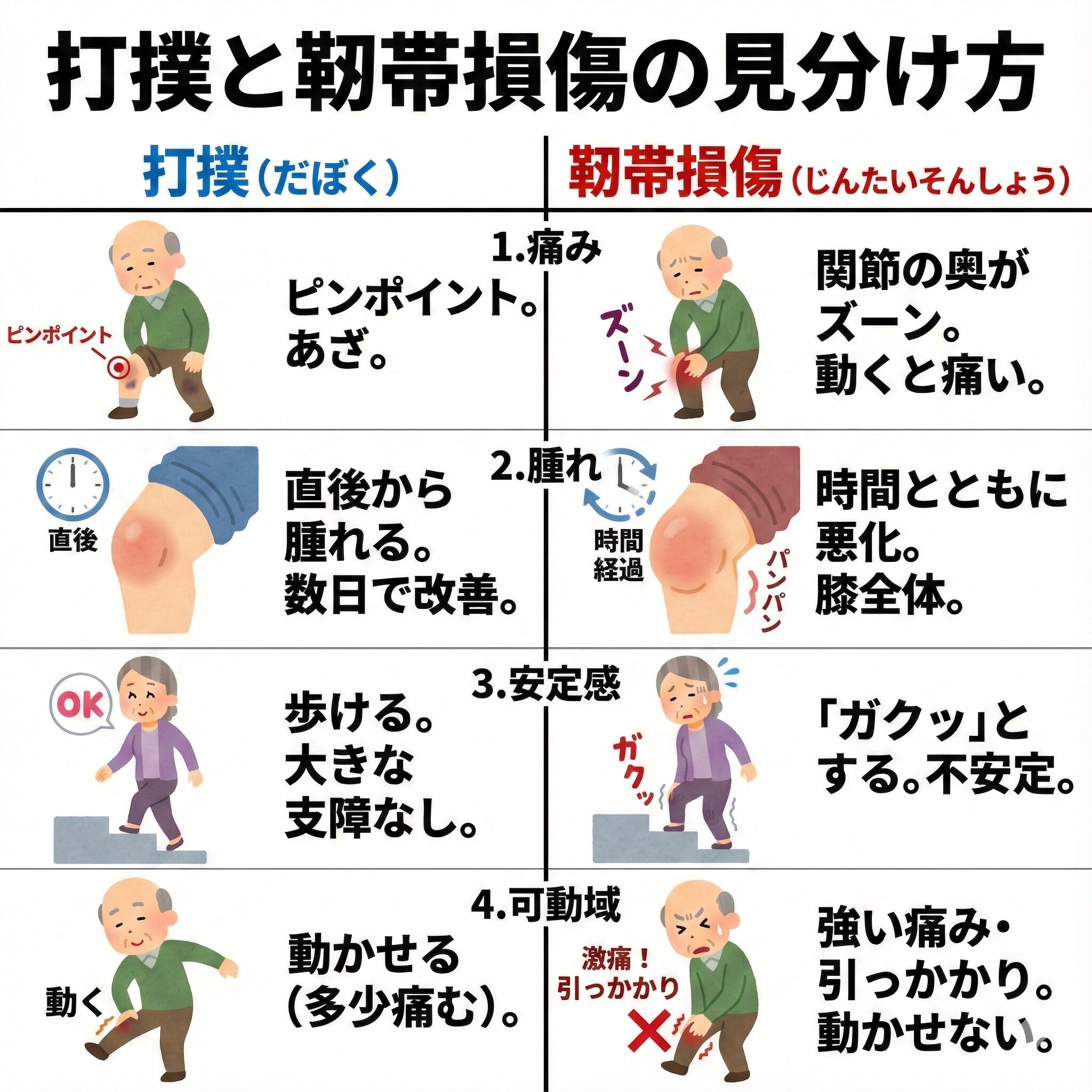 転倒後の膝の痛み｜打撲と靭帯損傷の見分け方 - 札幌ひざのセルクリニック｜変形性膝関節症・手術しない膝治療