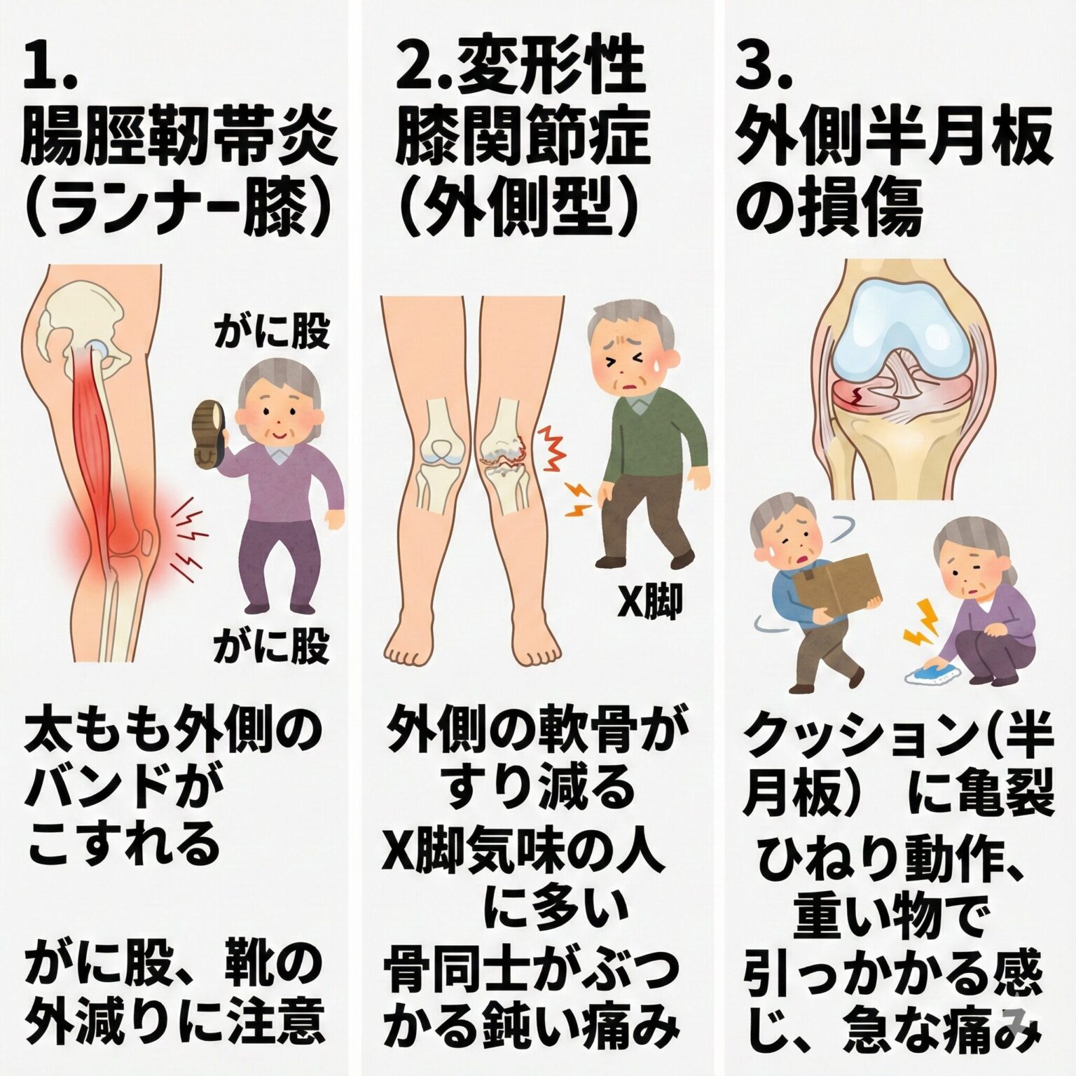 膝の外側の痛み、原因は何?歩くたびに響く痛みの正体と治し方を専門医が解説 - 札幌ひざのセルクリニック|変形性膝関節症・手術しない膝治療